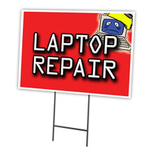 Laptop Repair 12 """" x16 """" Yard Sign & Stake | Annonsera ditt företag | Stake inkluderade endast bild på framsidan | Gjord i USA