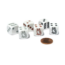 Koplow Games Set van 6 Uil 16 mm dobbelstenen - 2 elk van wit met zwartbruine en grijze stippen