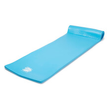 TRC Recreation Splash 1,25 Zoll dicke Schaumstoff-Schwimmbecken-Schwimmmatte, groe Liege fr Erwachsene mit integriertem Rollkissen, Marina Blue