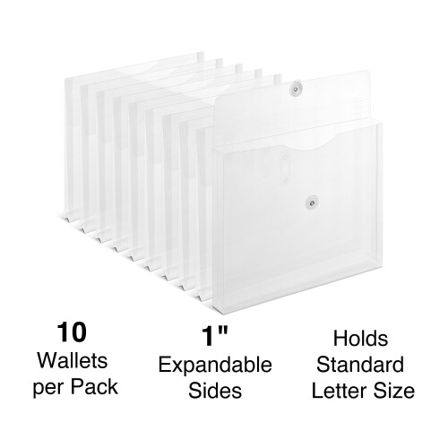 Staples Φάκελοι Poly Staples με Πλευρικό Άνοιγμα, Μέγεθος Letter, Διαφανείς, 10/Συσκ 1