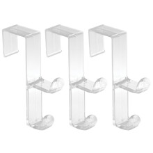 Ganchos Organizador de Porta InterDesign para Casacos, Chapéus, Roupas ou Toalhas - Gancho Duplo, Transparente, Pacote de 3