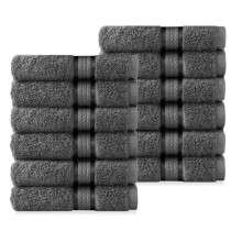 COTTON CRAFT Confezione da 12 panni ultra morbidi 12x12 carbone, pesa 2 once ciascuno - 100% puro cotone filato ad anello - Lussuosi bordi in ray
