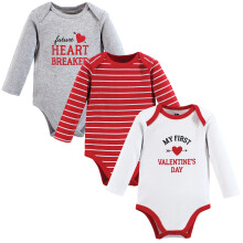 Hudson Baby Unisex Baby-Baumwoll-Langarm-Bodys „Valentine Heartbreaker“, 3–6 Monate