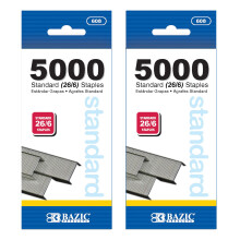 BAZIC Heftklammern Standard (26/6), 5000 St   ck/Packung, Hefter-Nachf   llpackung, Standardgr      e, Heftklammern, Silberfarben, 2er-Packung