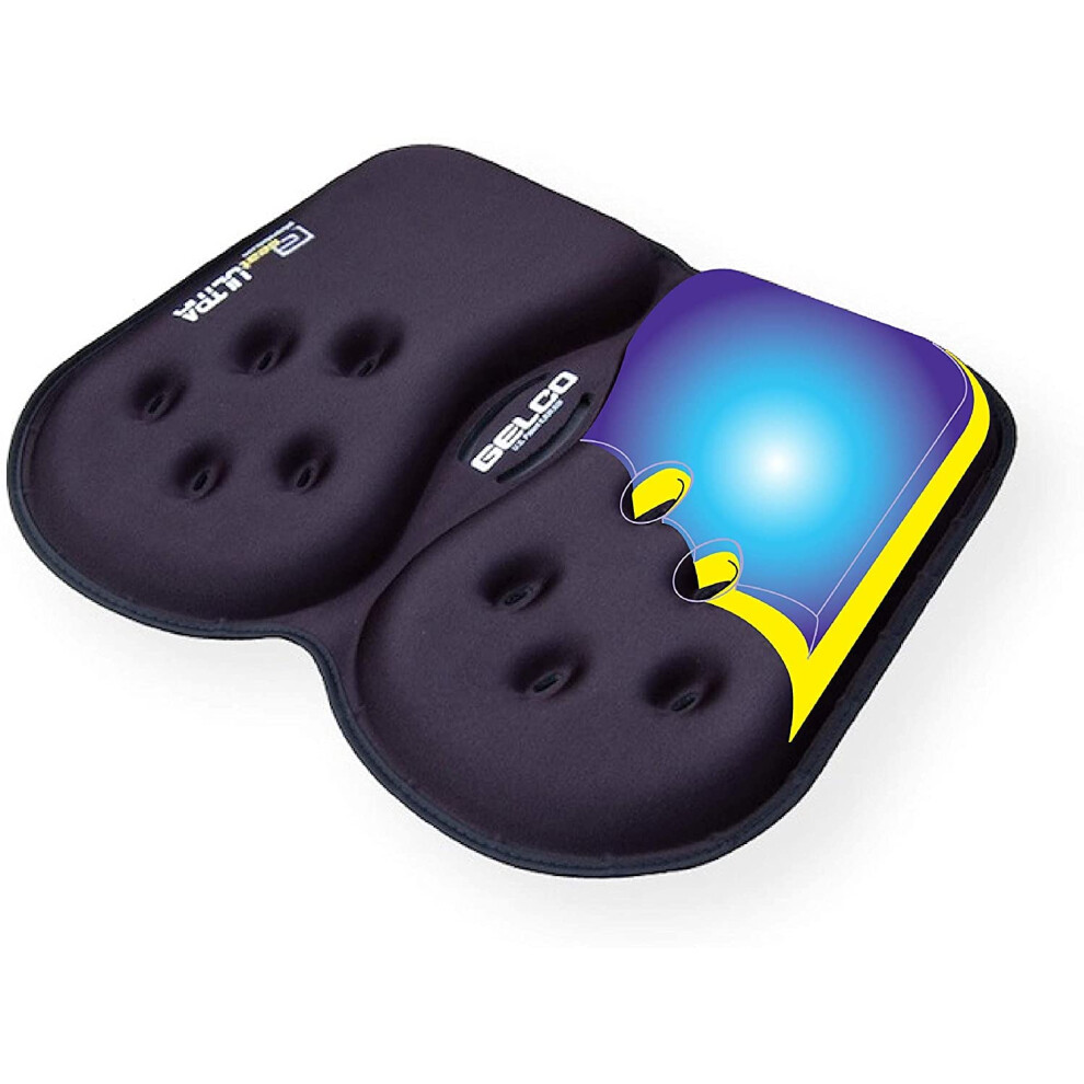 GSeat Ultra Orthopedic Gel and Foam Seat Cushion (Black) - for Coccyx  Back  Tailbone  Prostate  Postnatal  and Sciatica Pain/Discomfort - Office  Car