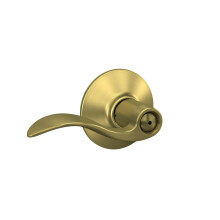 Schlage F40 ACC 608 Accent Dveřní Klika, Zámek pro Koupelnu a Ložnici, Satinová Mosaz