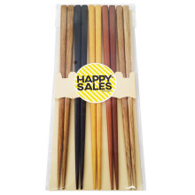 Happy Sales HSCH22/S 5 Paar japanische Essstbchen aus Bambus mit mehrfarbigem Design, Geschenkset, Mnt