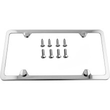 LFParts Premium Slim Style Rustfrit st?l nummerplade ramme (4 huller poleret spejl finish)