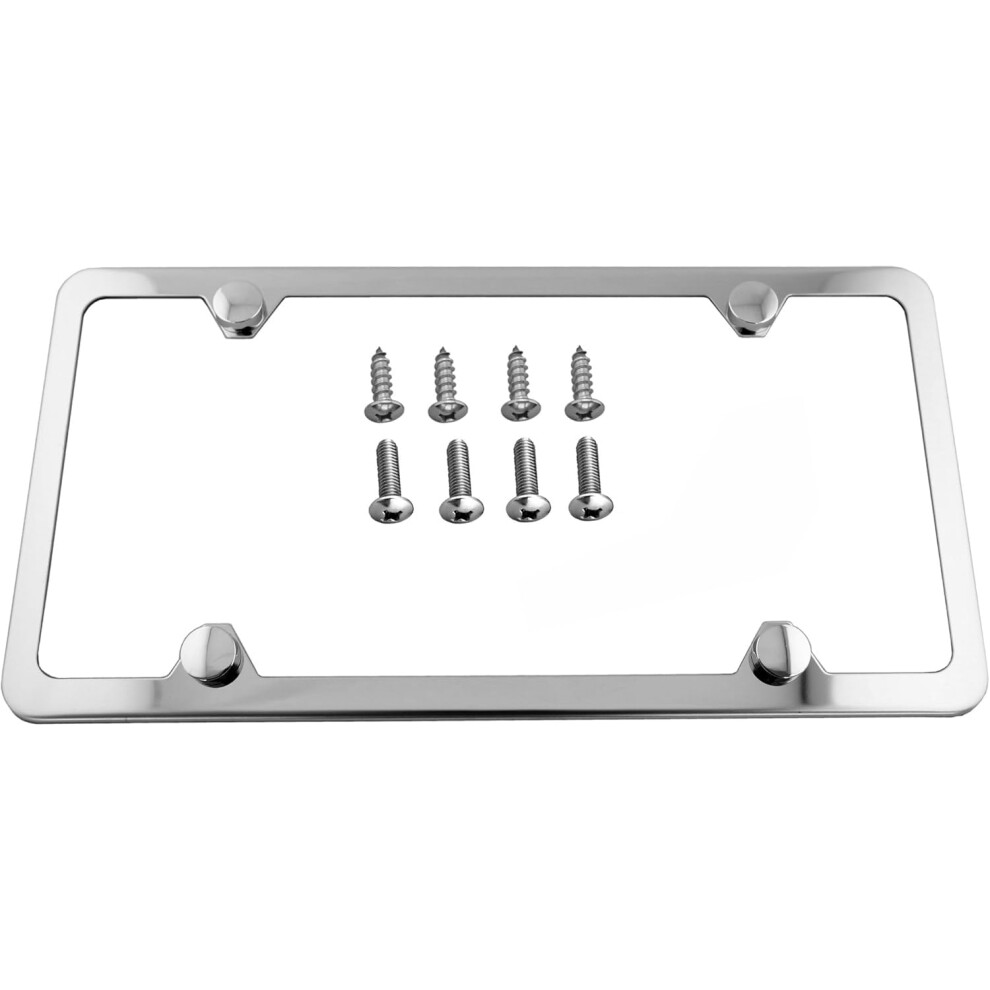 Lfparts Premium Slim Style Stainless Steel License Plate Frame (4 Holes Polished Mirror Finish) 682858052167