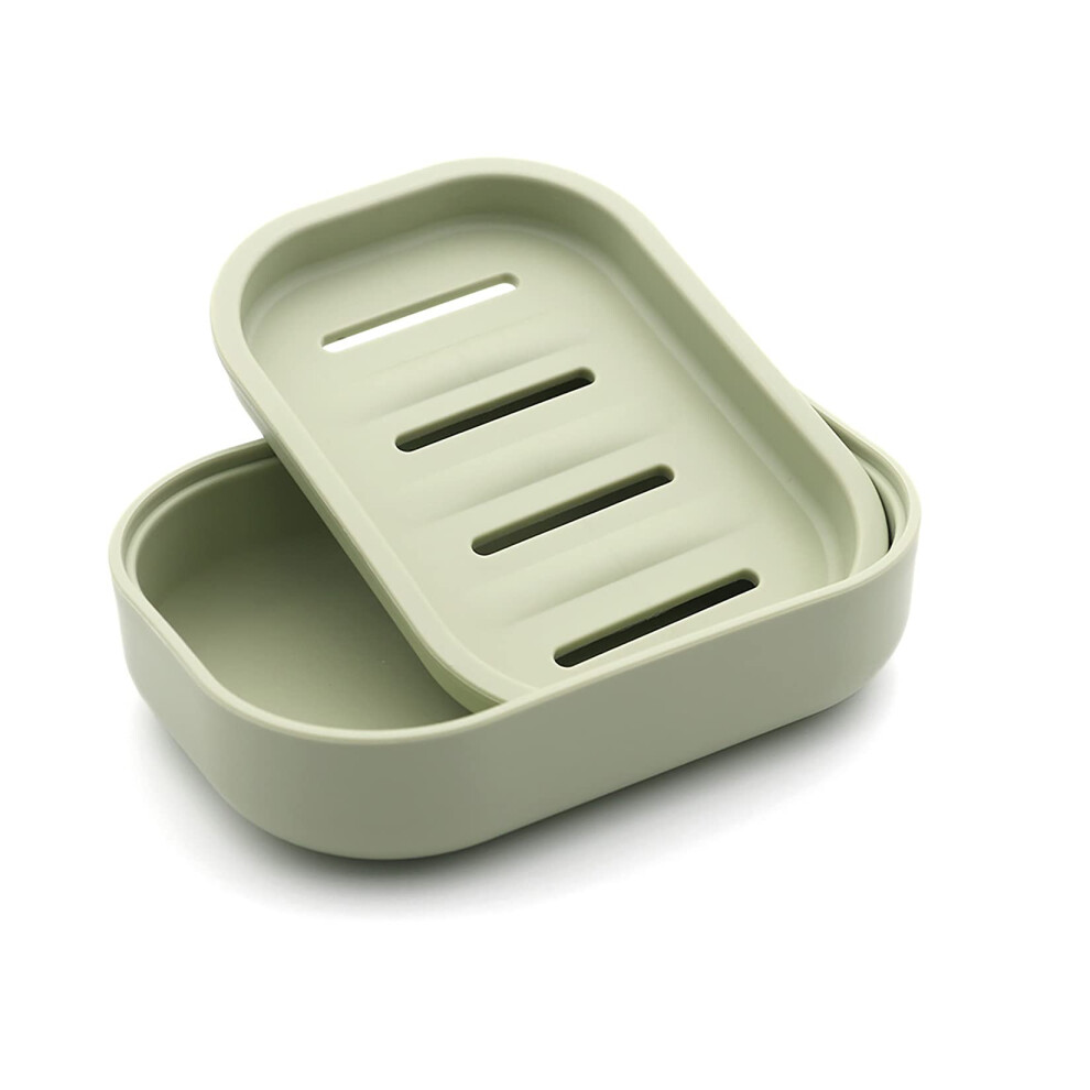 UVIVIU Plastic Soap Dish  Container  Keeps Soap Dry Easy Cleaning Drain Light Green-image-OPC-PFS8KYT-NEW