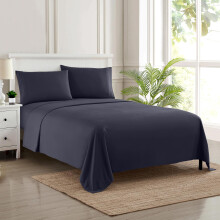 1800 Thread Count Sheet Set - Soft Egyptian Quality Brushed Microfiber Sheets - Luxury Bedding Set with Flat Sheet Fitted Sheet 2 Pillow Cases Navy