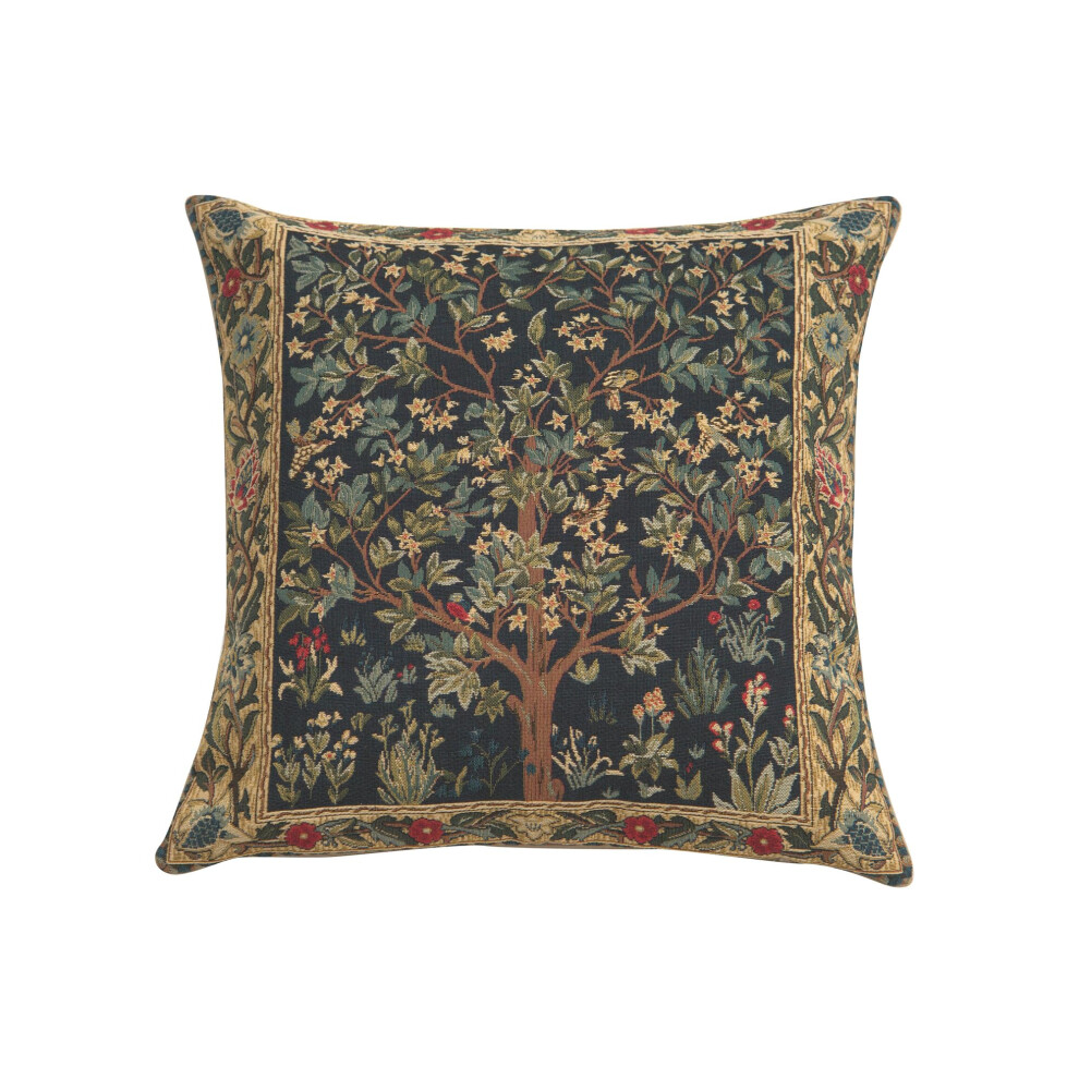 Charlotte Home Furnishings Inc. Blue Tree Square Throw Pillow Cover - 18x18 Decorative Boho Cushion Case for European Cotton Home Decor  Room Decor  J