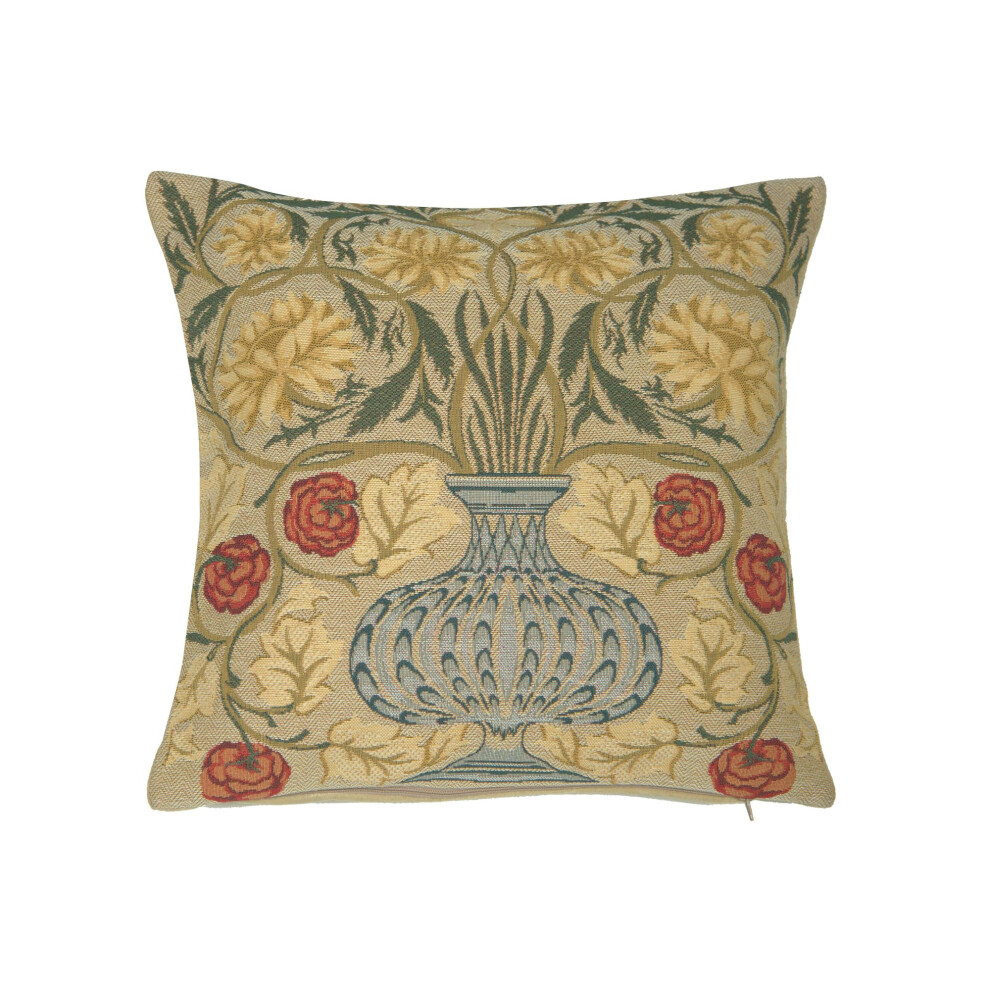 Charlotte Home Furnishings Inc. Yellow Rose Square Throw Pillow Cover - 18x18 Decorative Boho Cushion Case for European Cotton Home Decor  Room Decor