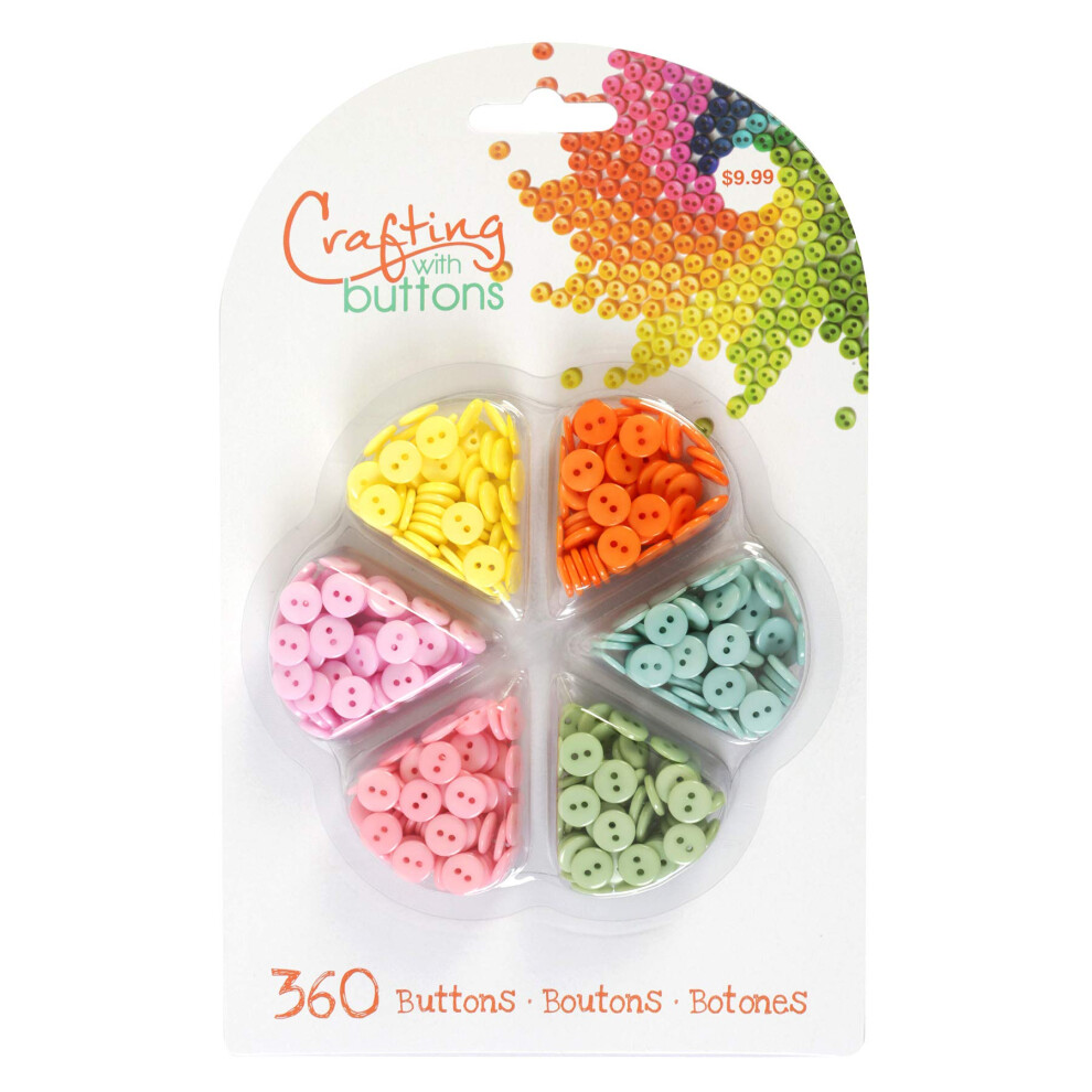 Blumenthal Lansing 360 boutons assortis pour travaux manuels et couture, jaune, orange, bleu, vert, rose clair