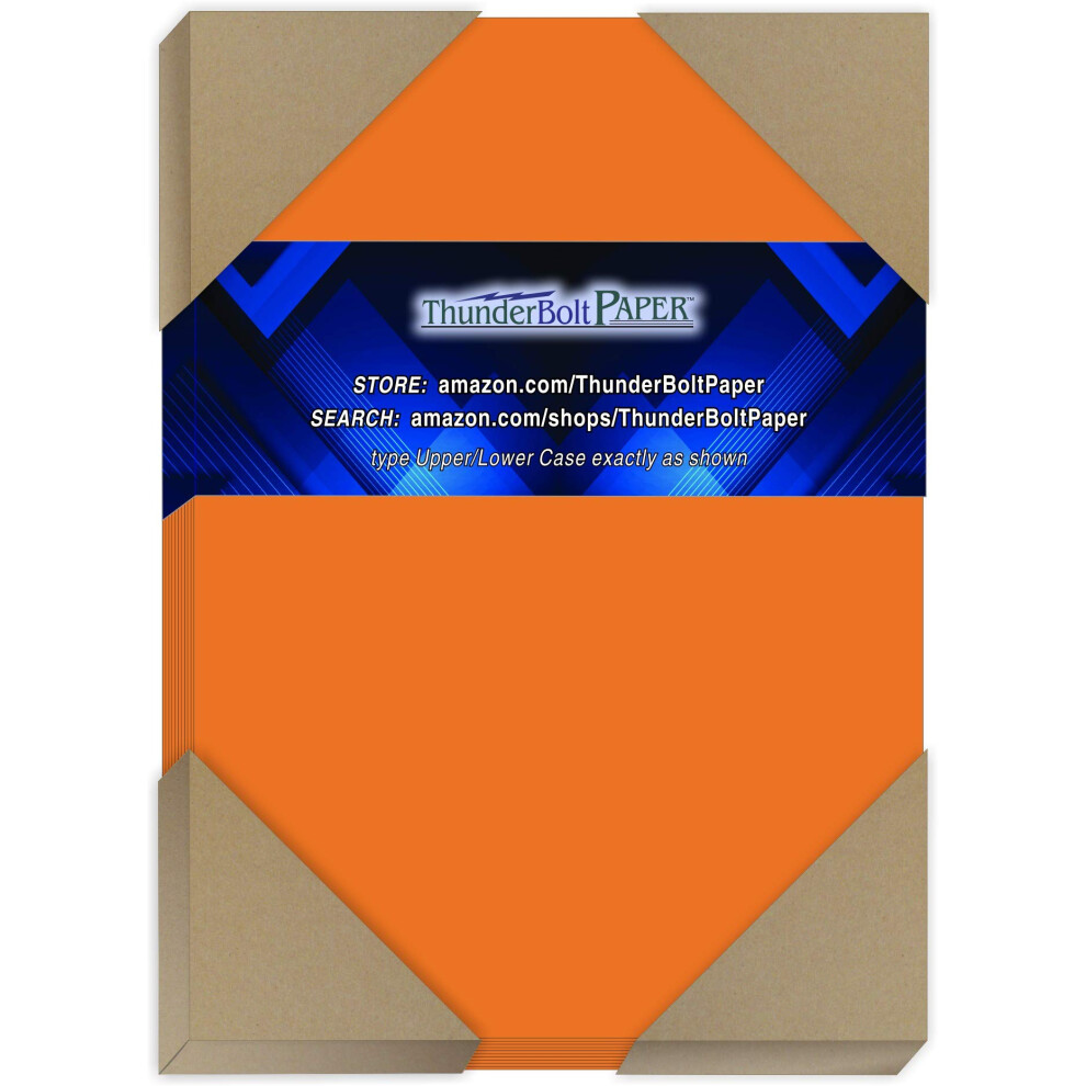 50 Bright Orange Color Cover/Card Paper Sheets - 5 X 7 Inches Photo|Card|Frame Size - 65# (65 lb/Pound) Light Weight Cardstock - Quality Printable Smo