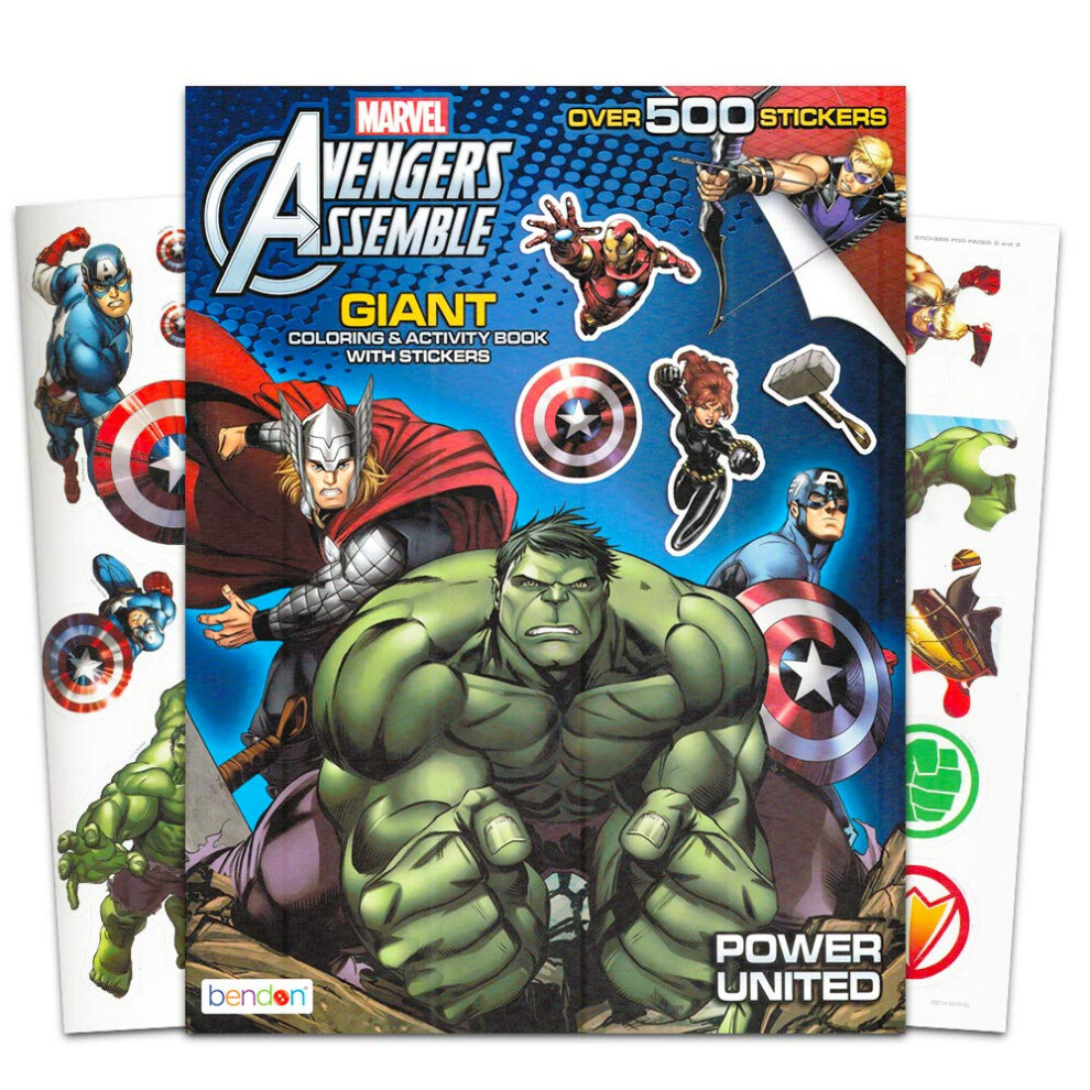 Marvel Avengers Coloring & Activity Book with Stickers ~ Over 500 Stickers ~ Captain America  Iron Man  Hulk  Thor  and More!