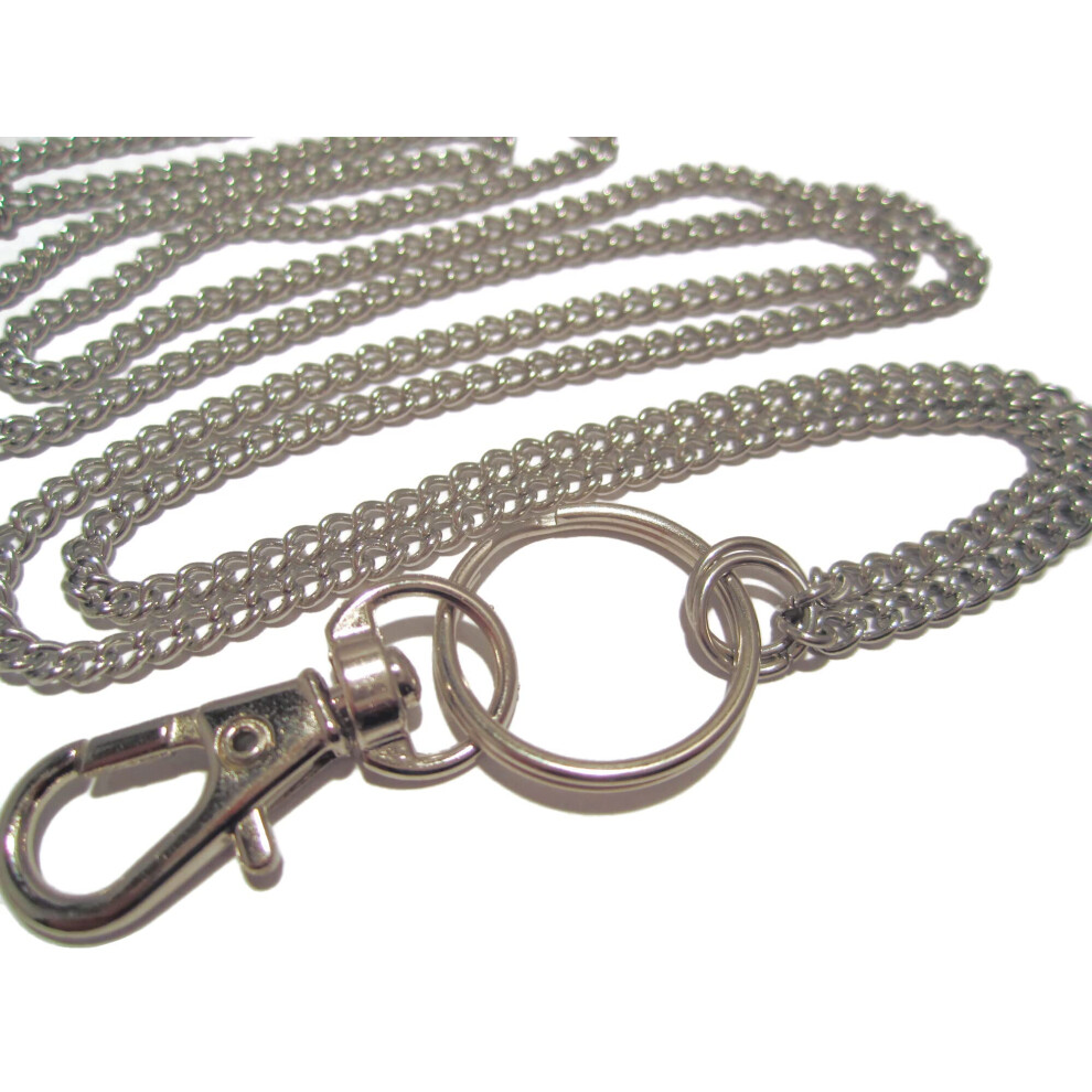 ATLanyards Just A Plain Chain Lanyard - Porte-badge robuste en acier inoxydable
