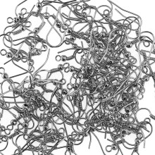 Kare & Kind Earring Hooks - 200 pcs -Surgical Steel - 18 mm Retail Packaging (Gray)