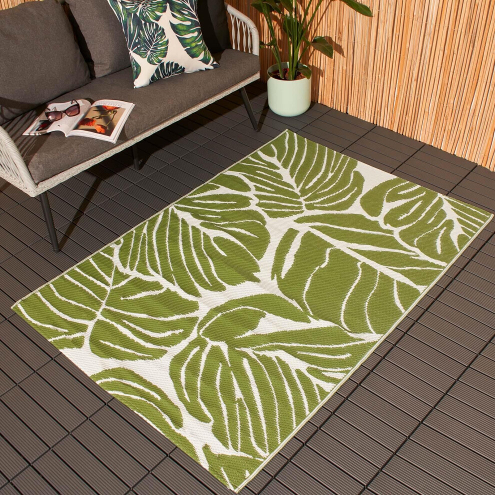 (80 x 150 cm) Palm Leaf Outdoor Rug Waterproof Reversible Mat