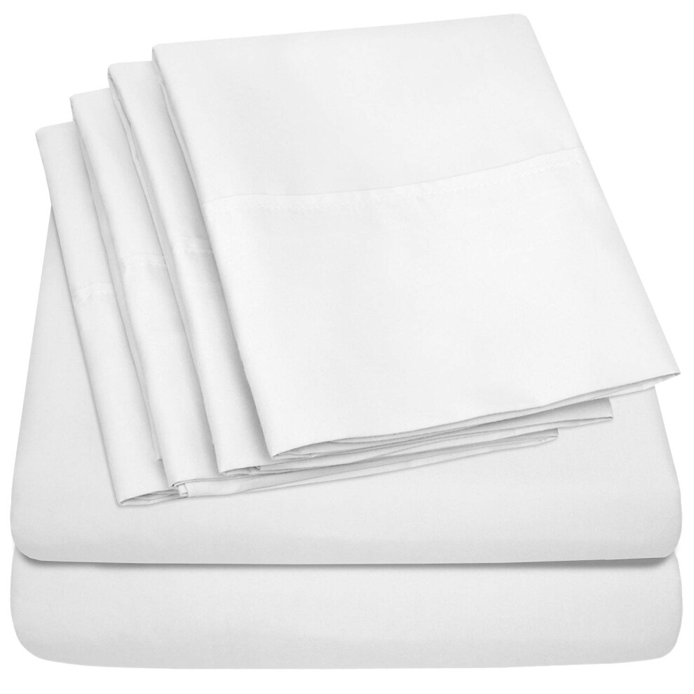 Sweet Home Collectio White Queen Sheets - 6 Piece 1500 Supreme Collection Fine Brushed Microfiber Deep Pocket Queen Sheet Set Bedding - 2 Extra Pillow Cases Great Value
