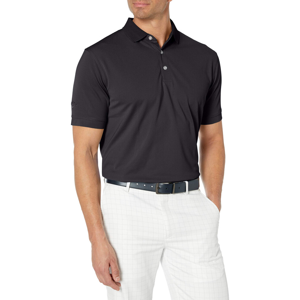 Callaway Men's Golf Short Sleeve Solid Ottoman Polo Shirt  Black  X-Large