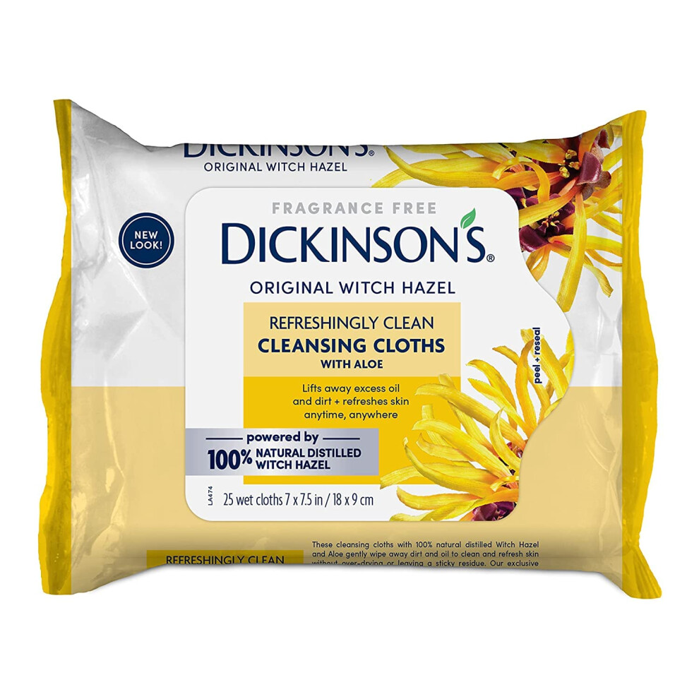 Dickinson's Witch Hazel Cleansing Clo Size 25Ct Dickinson't Original Witch Hazel Cleansing Cloths 25Ct