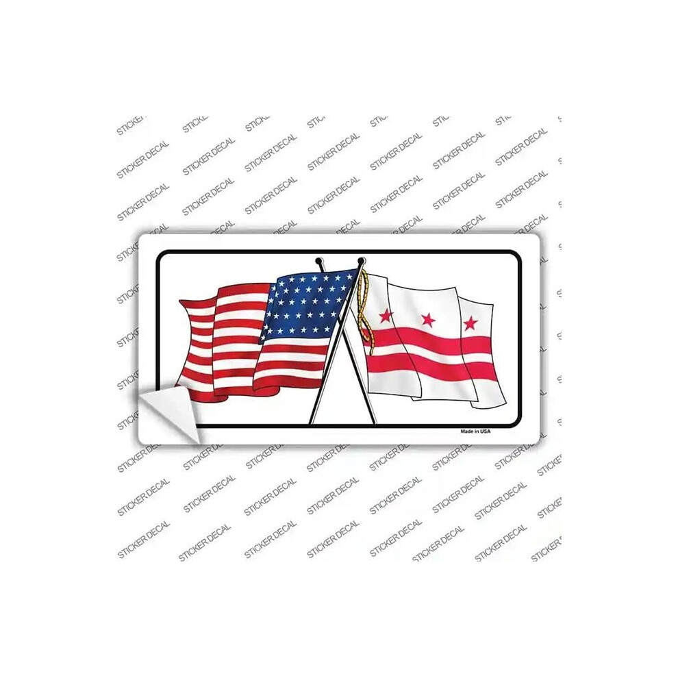 Smart Blonde Lp-11511S-Xl Washington Dc Crossed Us Flag Novelty Sticker Decal - Extra Large 731997950770