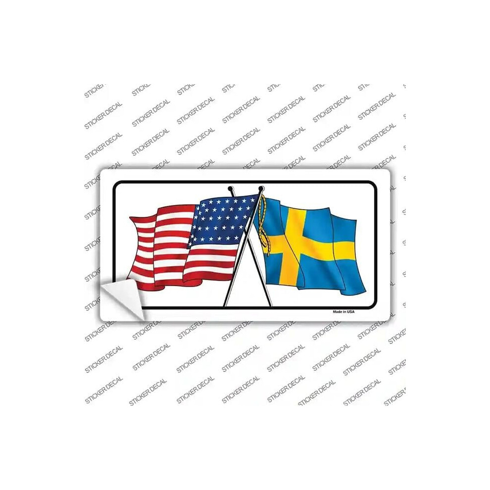 Smart Blonde Lp-11514S-L Sweden Crossed Us Flag Novelty Sticker Decal - Large 731997950787