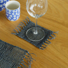 Natural Placemats and Coasters Set of 4 Seagrass Fringe Natural Coasters Charcoal