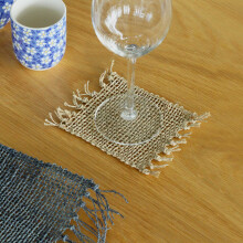 Natural Placemats and Coasters Set of 4 Seagrass Fringe Natural Coasters Natural