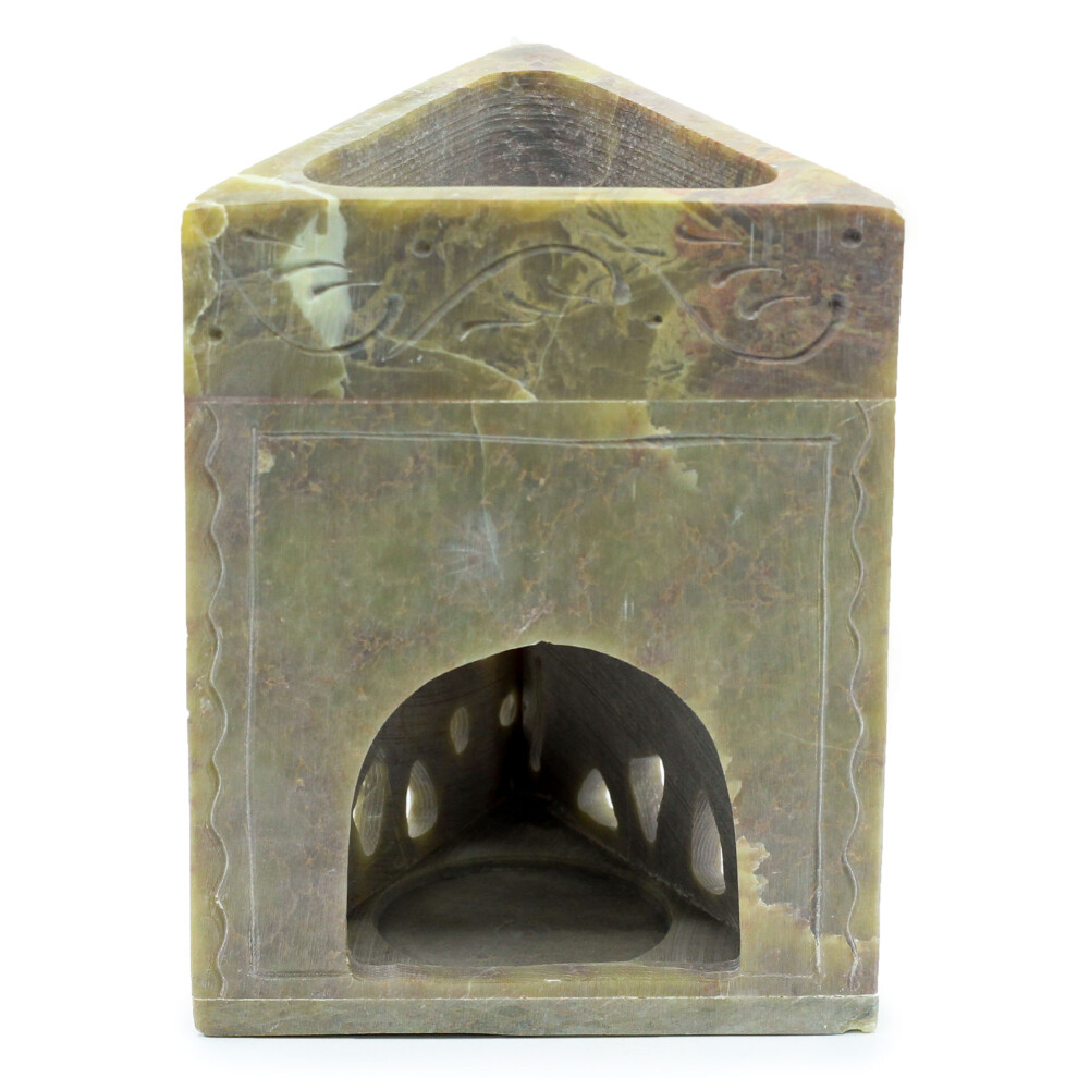 Soapstone Oil Burners  Triangle Soapstone Oil Burner 11x9cm Elephant
