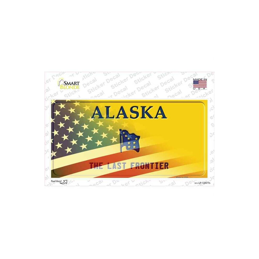Smart Blonde Lp-12477S-M Alaska Half American Flag Novelty Sticker Decal - Medium 731997952699