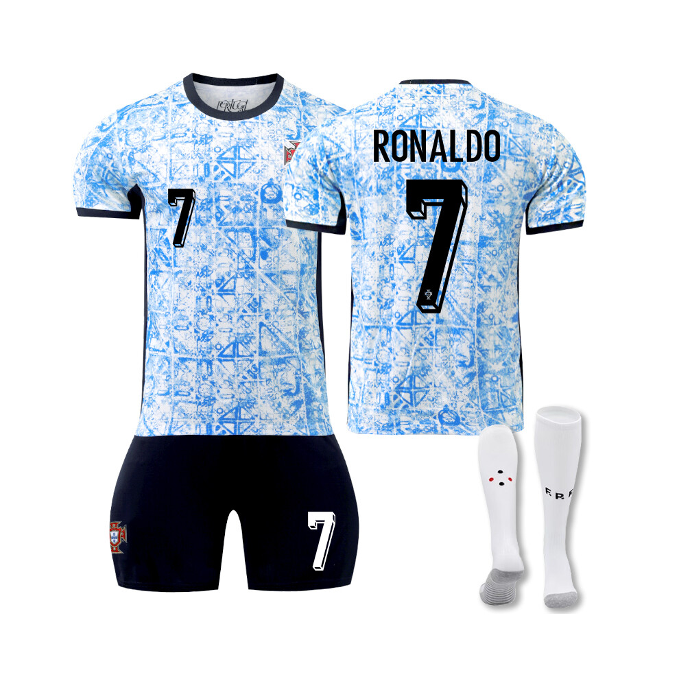 Qinyuchen (22(120-130Cm)) Comfortable 2425 Portugal Away Ronaldo #7 Training Suit With Socks