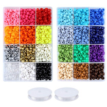 Greentime Pony Beads Jewelry Making Kit 9mm Pony Beads Rainbow Opaque Beads Small Loose Spacer Beads for Friendship Bracelet Jewelry Necklace Making