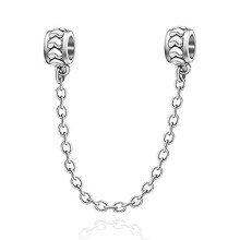 925 Sterling Silver Safety Chain Charm Bead Kärlek Hjärta Blomma Snöflinga Båge CZ Crystal Stopper