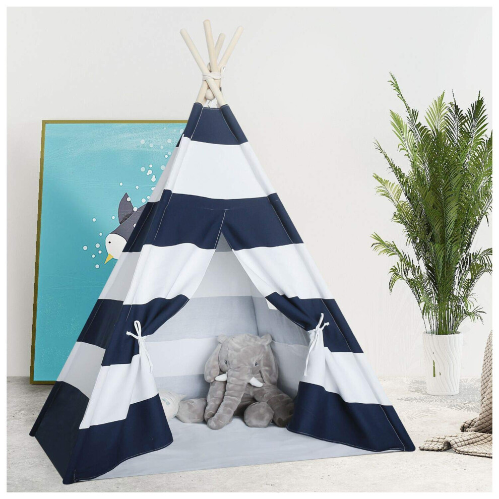 Tente tipi pour enfants pour gar   ons Tipi     rayures bleu marine
