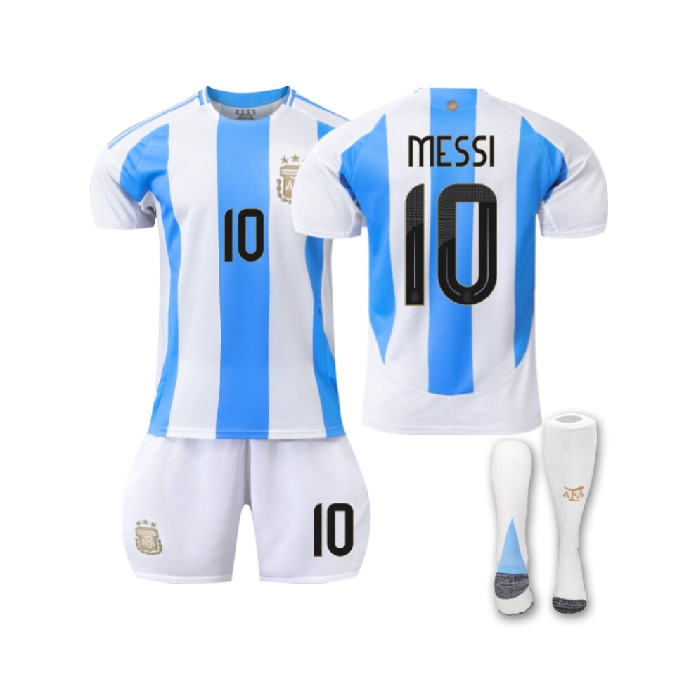 Qinyuchen (26(140-150Cm)) Comfortable 2425 Argentina Home Messi #10 Training Suit With Socks