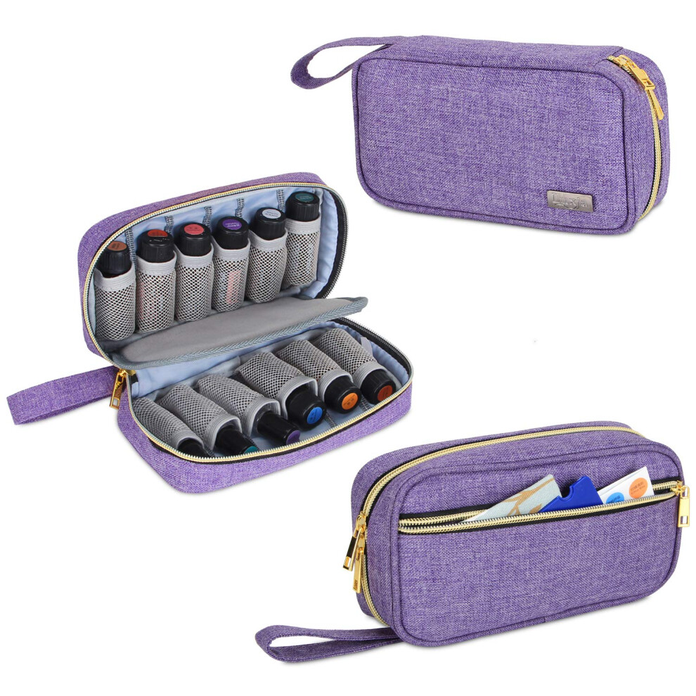 Luxja Essential Oil Carrying Case - Holds 12 Bottles (5Ml-15Ml Including Roller Bottles) Portable Organizer For Essential Oil And Accessories (