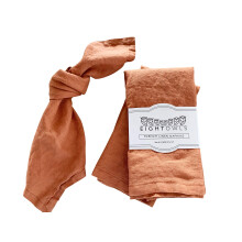Linen Napkins -100% French Flax - Stonewashed Pure Linen Cloth Napkins - Size 18 Inch x 18 Inch - Set of 4 (Rustic Orange)