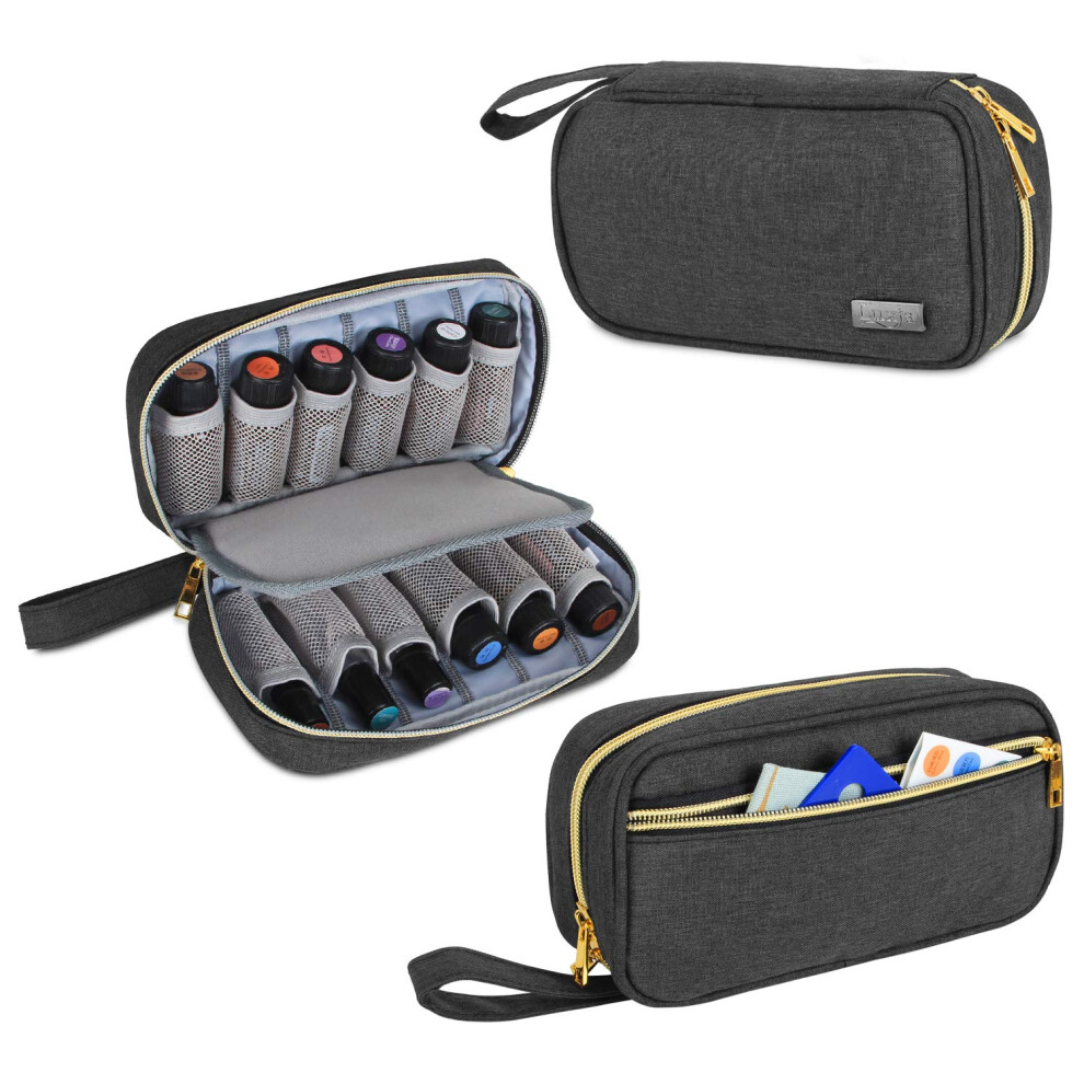 Luxja Essential Oil Carrying Case - Holds 12 Bottles (5Ml-15Ml Including Roller Bottles) Portable Organizer For Essential Oil And Accessories (