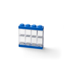 Room Copenhagen LEGO Minifiguur Display Case, Stapelbare Opslagcontainer voor Verzamelfiguren, 4 Stud, Helderblauw