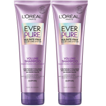 L'Oreal Paris Everpure Volume Shampoo libre de sulfato para el cabello tratado con color + brillo para cabello plano fino con flor de loto 2 recu