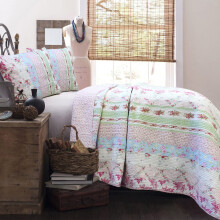 COZY LINE FASHIONS DE CAMENTE 100% COTON REAL PATCHWORK PINK CONTAGE FLORALE SHABBY CHIC CHIC PELURI REVERSIBIL PLANE