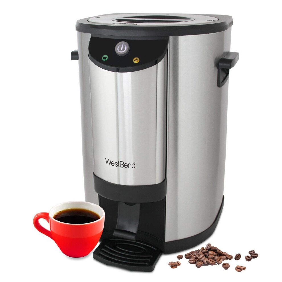 West Bend 57042 Coffee Urn Double Walled Stainless Steel Features Automatic Temperature Control Large Capacity with Fast Brewing and Easy Clean Up NSF