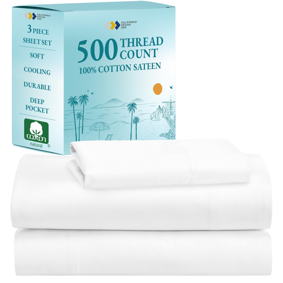 California Design Den Bettlaken-Set FüR Doppelbetten – 100 % Baumwolle, Fadenzahl 500, KüHlende Bettlaken Mit Tiefen Taschen Und Elastischem Span-image