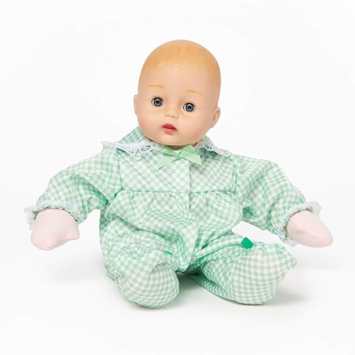Boneca de Bebê Huggums de 30 cm, Estampa Verde Menta, Tom de Pele Clara