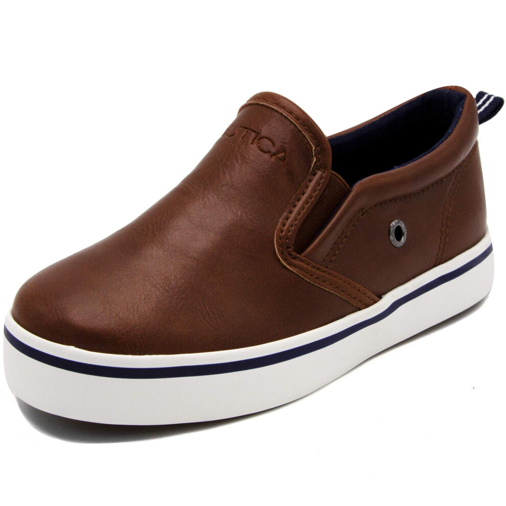 Nautica Kid's Slip-On Casual Shoe Athletic Sneaker Youth-Toddler Akeley Boy Girl Big Kid-Little Kid-Toddler-Akeley Toddler-Brown Smooth-10