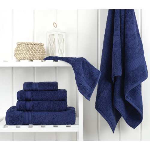 Conjunto de Toalhas 6 Peças 100% Algodão Turco Macio e Absorvente, Azul Marinho 1