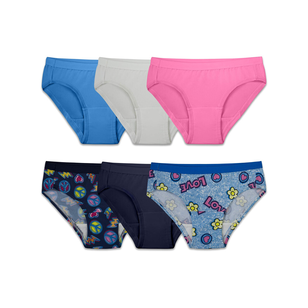 Fruit of the Loom Girls' Microfiber Underwear Multipack  Hipster - Assorted (6 Pack)  6