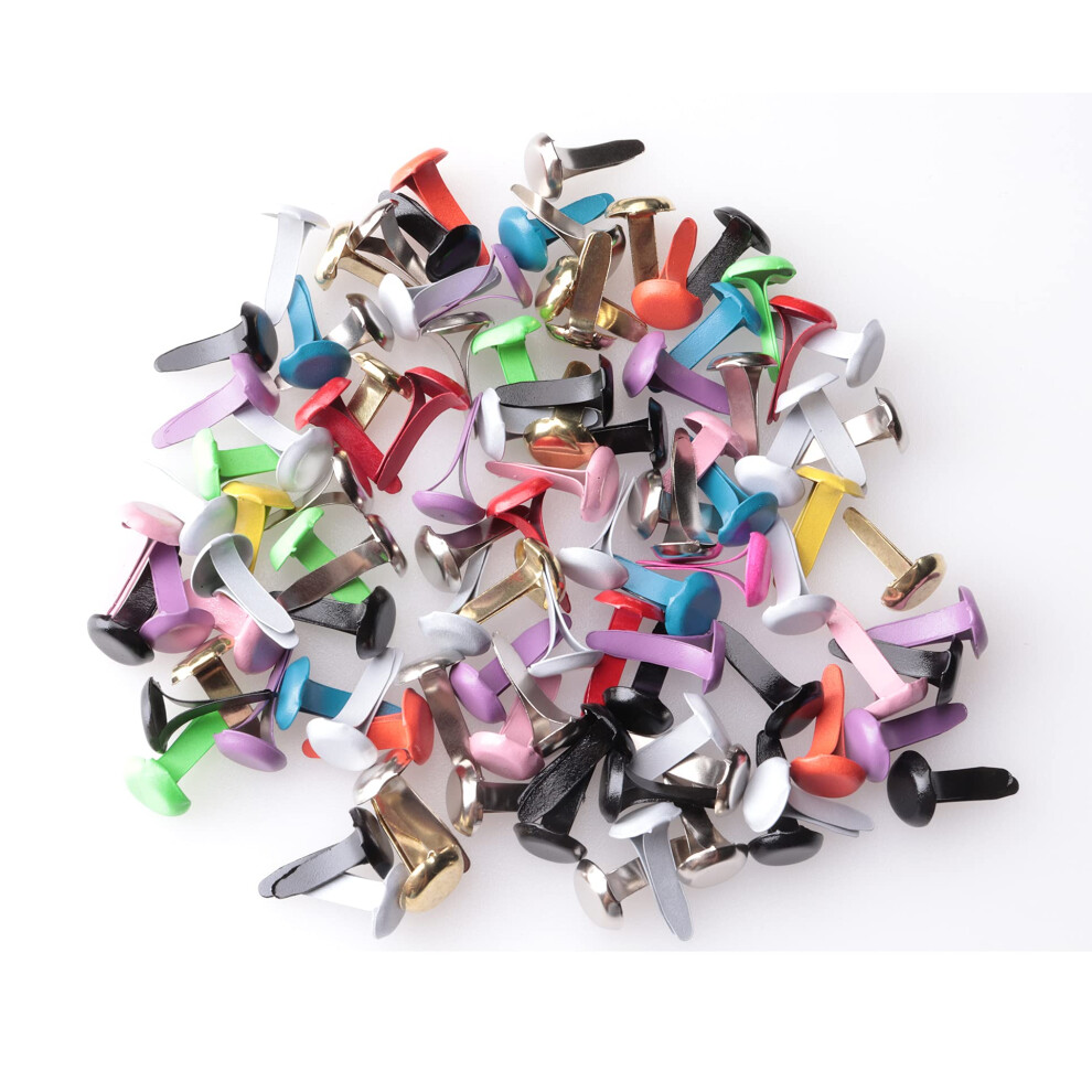 Sowaka 100 St?Ck Mini-Brads, Mehrfarbig, Klein, Rund, Metall, Papier, Messing, Papierverschl?Sse, Pastell-Brads F?R Kunst, Basteln, Schulprojekte-image